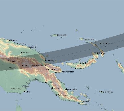 Map of the eclipse path across Papua New Guinea on 11/12/1528