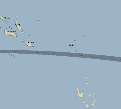 Map of the eclipse path across Solomon Islands on 09/10/1531