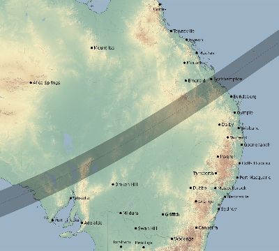 Map of the eclipse path across Australia on 03/07/1532