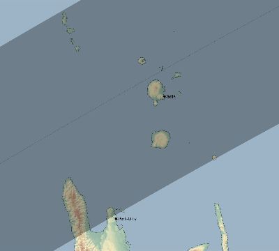 Map of the eclipse path across Vanuatu on 03/07/1532
