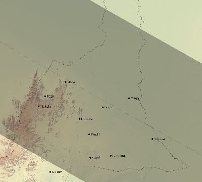 Map of the eclipse path across Cameroon on 08/30/1532