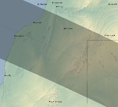 Map of the eclipse path across Western Sahara on 08/30/1532