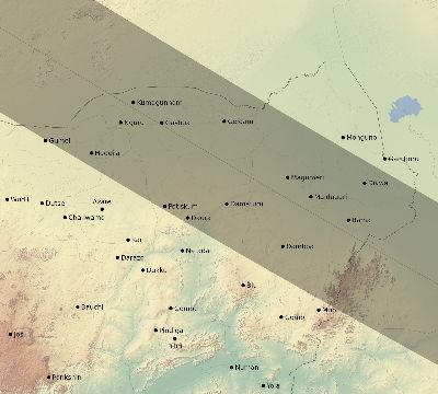 Map of the eclipse path across Nigeria on 08/30/1532
