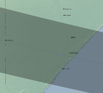 Map of the eclipse path across Somalia on 08/30/1532