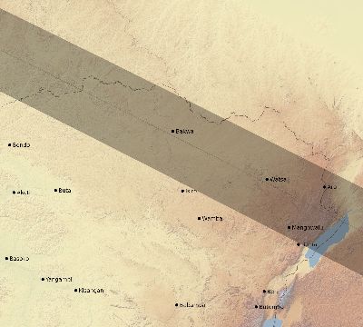 Map of the eclipse path across DR Congo on 06/30/1535