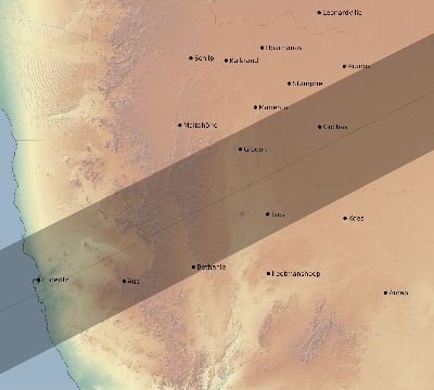 Map of the eclipse path across Namibia on 12/24/1535