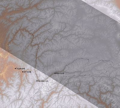 Map of the eclipse path across Afghanistan on 06/18/1536