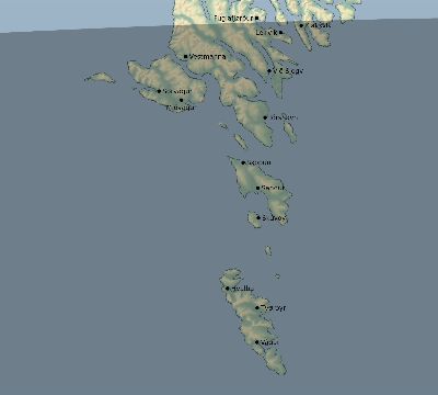 Map of the eclipse path across Faroe Islands on 06/18/1536
