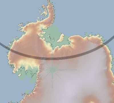 Map of the eclipse path across Antarctica on 12/13/1536