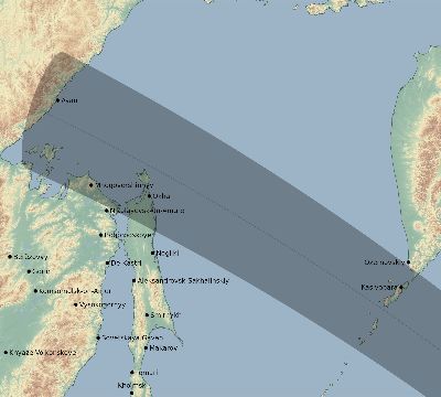 Map of the eclipse path across Russia on 10/22/1538