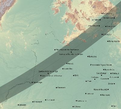 Map of the eclipse path across Brazil on 04/18/1539