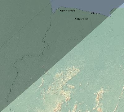 Map of the eclipse path across Suriname on 04/18/1539