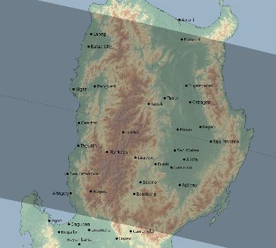 Map of the eclipse path across Philippines on 10/12/1539