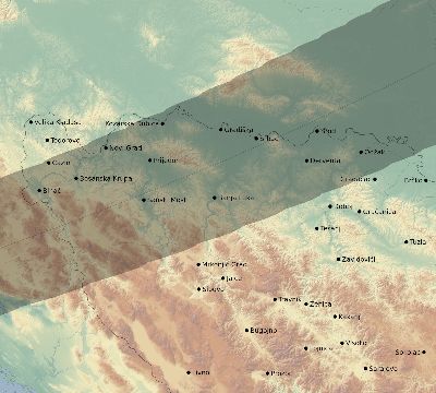 Map of the eclipse path across Bosnia and Herzegovina on 04/07/1540