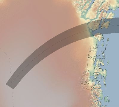 Map of the eclipse path across Greenland on 04/07/1540