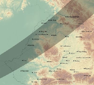 Map of the eclipse path across Romania on 04/07/1540