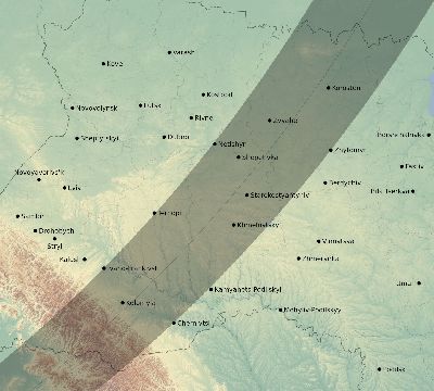 Map of the eclipse path across Ukraine on 04/07/1540