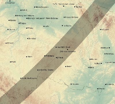 Map of the eclipse path across Czechia on 01/24/1544