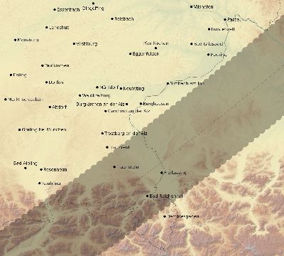 Map of the eclipse path across Germany on 01/24/1544