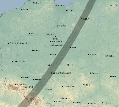 Map of the eclipse path across Poland on 01/24/1544
