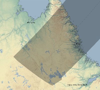Map of the eclipse path across Canada on 06/09/1545