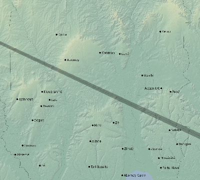Map of the eclipse path across Benin on 05/29/1546