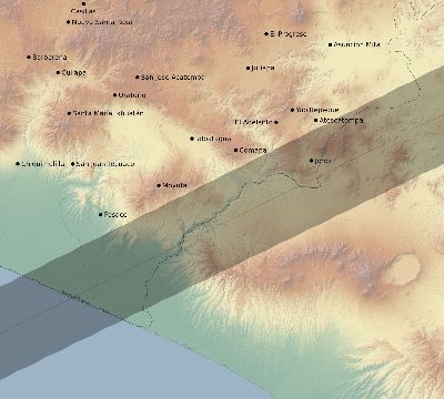 Map of the eclipse path across Guatemala on 05/29/1546