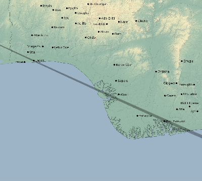 Map of the eclipse path across Nigeria on 05/29/1546
