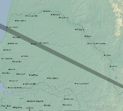 Map of the eclipse path across Senegal on 05/29/1546