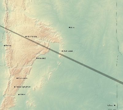 Map of the eclipse path across Togo on 05/29/1546