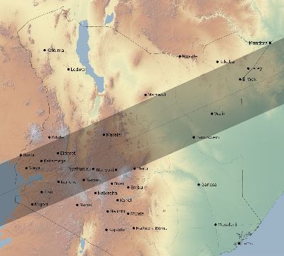 Map of the eclipse path across Kenya on 11/23/1546