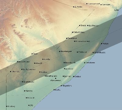 Map of the eclipse path across Somalia on 11/23/1546