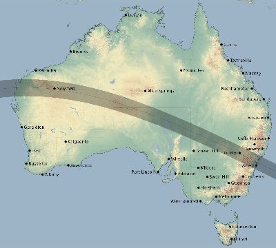 Map of the eclipse path across Australia on 05/19/1547