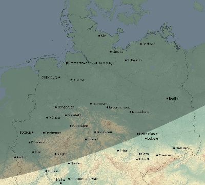 Map of the eclipse path across Germany on 11/12/1547