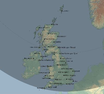 Map of the eclipse path across United Kingdom on 11/12/1547