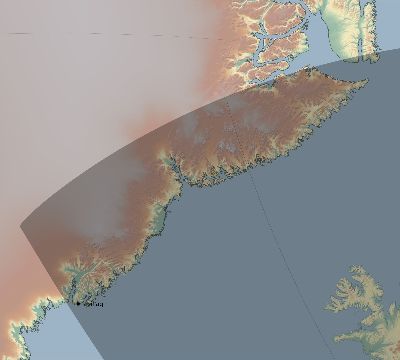 Map of the eclipse path across Greenland on 11/12/1547