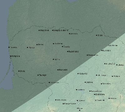 Map of the eclipse path across Lithuania on 11/12/1547