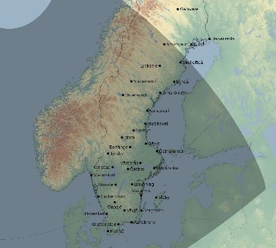 Map of the eclipse path across Sweden on 11/12/1547