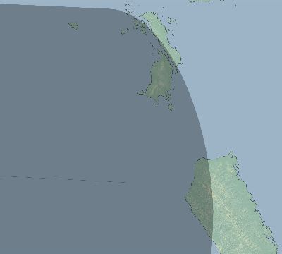 Map of the eclipse path across Indonesia on 03/18/1550
