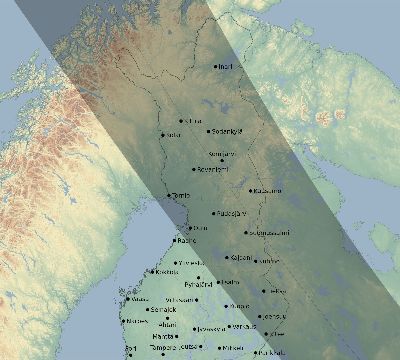 Map of the eclipse path across Finland on 08/31/1551