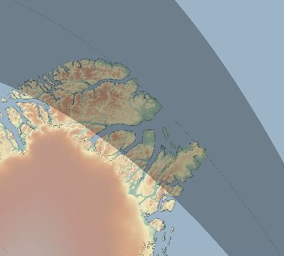 Map of the eclipse path across Greenland on 08/31/1551