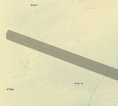 Map of the eclipse path across Niger on 01/14/1553
