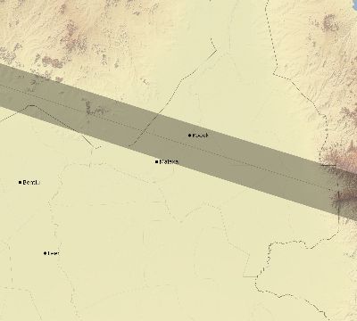 Map of the eclipse path across South Sudan on 01/14/1553