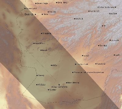 Map of the eclipse path across Afghanistan on 11/02/1556