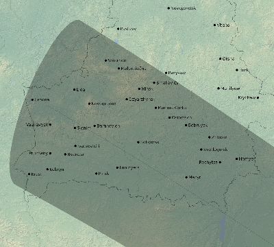 Map of the eclipse path across Belarus on 11/02/1556