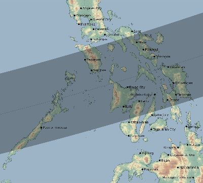 Map of the eclipse path across Philippines on 11/02/1556