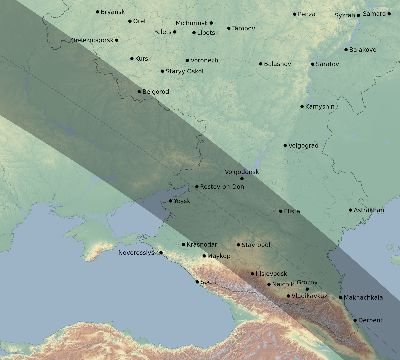 Map of the eclipse path across Russia on 11/02/1556