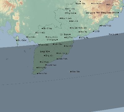 Map of the eclipse path across Vietnam on 11/02/1556