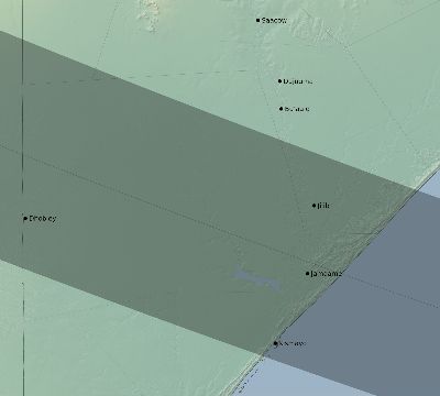 Map of the eclipse path across Somalia on 08/21/1560