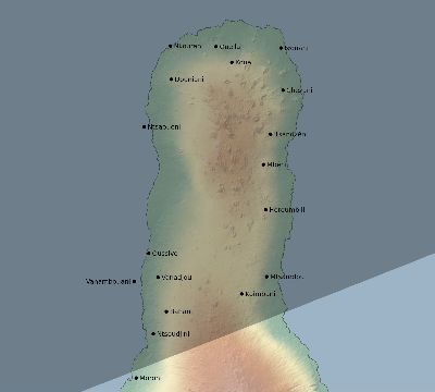Map of the eclipse path across Comoros on 02/14/1561